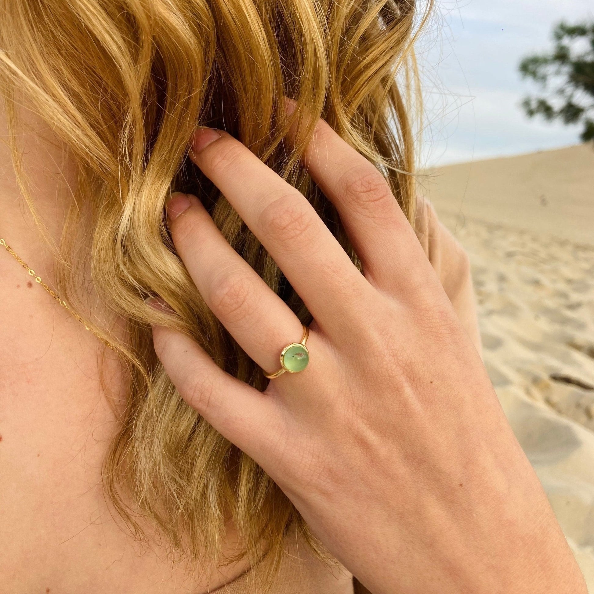 Bague en argent : la jade verte - Sarraméa