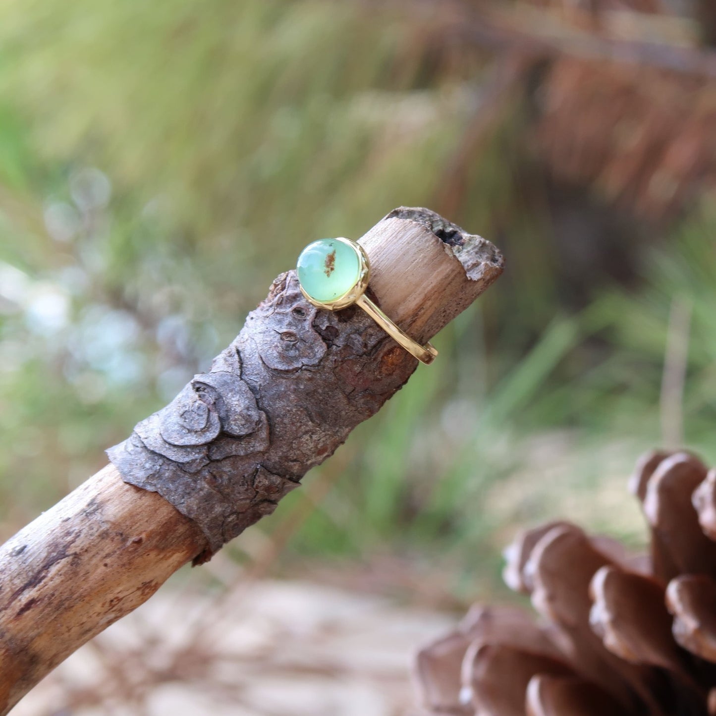 Bague en argent : la jade verte - Sarraméa